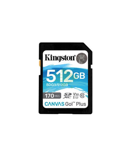 Kingston 512GB SDXC Canvas Go Plus 170R C10 UHS-I U3 V30