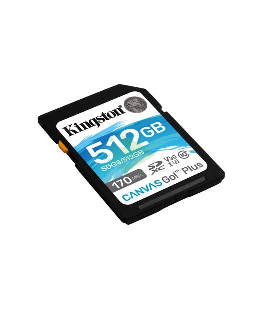 Kingston 512GB SDXC Canvas Go Plus 170R C10 UHS-I U3 V30