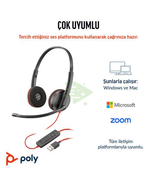 Poly BW 3220 Stereo USB-C HS +USB-C/A