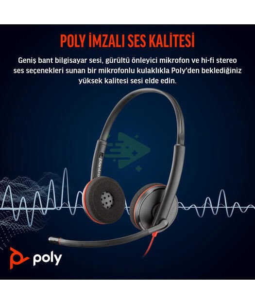 Poly BW 3220 Stereo USB-C HS +USB-C/A