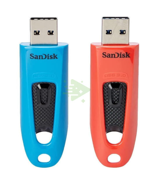 SanDisk Ultra 64GB, USB 3.0 Flash Drive 130MB/s read- Twin Pack (Blue and Red)