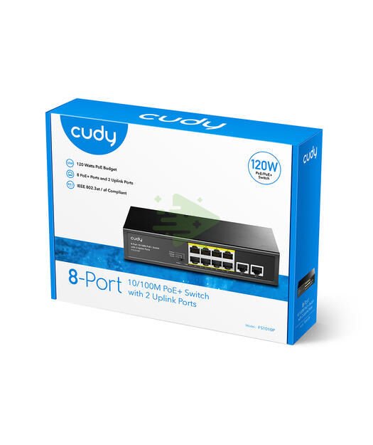 CUDY 8Port 10/100M PoE+ 2Up 80W Switch