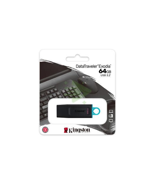Kingston 64GB USB 3.2 Exodia DataTraveler Exodia (Black + Teal)